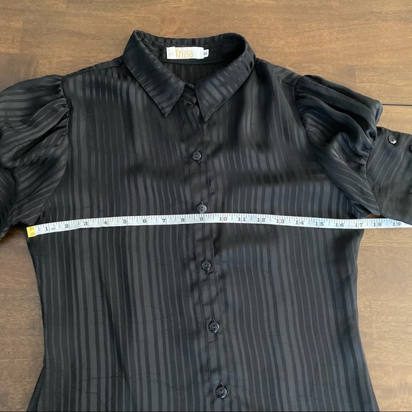 KRIZIA Black Sheer Buttoned Blouse Puffy Sleeves - Picture 5 of 8